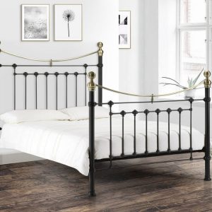 Victoria Metal Bed - Satin Black & Brass