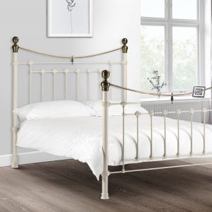 Victoria Metal Bed / Stone White & Brass